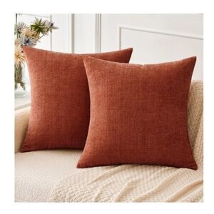 Burnt Orange Chenille Throw Pillow Covers Small 16x16” (2 pack)